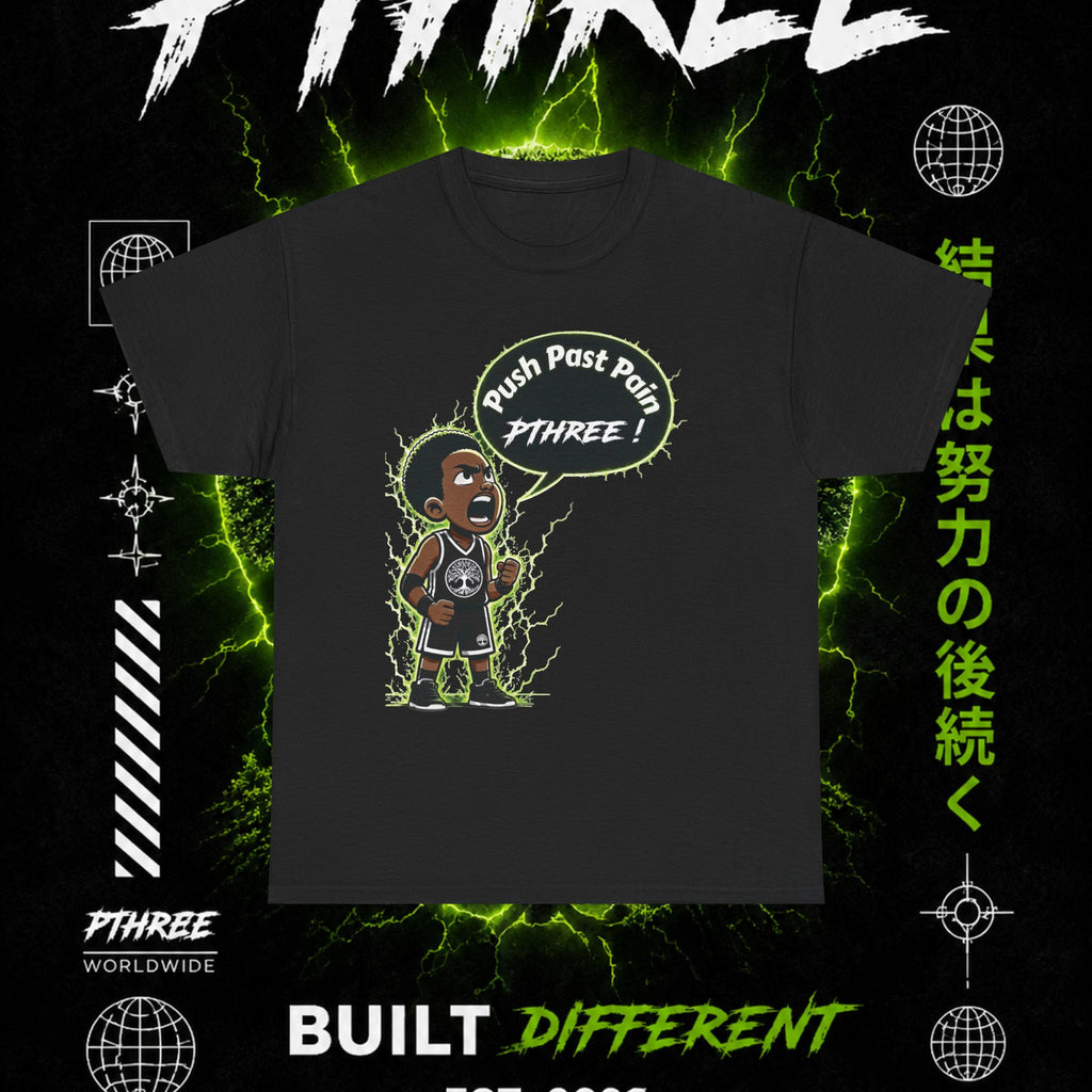 Built Different Tee — “Push Past Pain” PThree Motivational Graphic T-Shirt